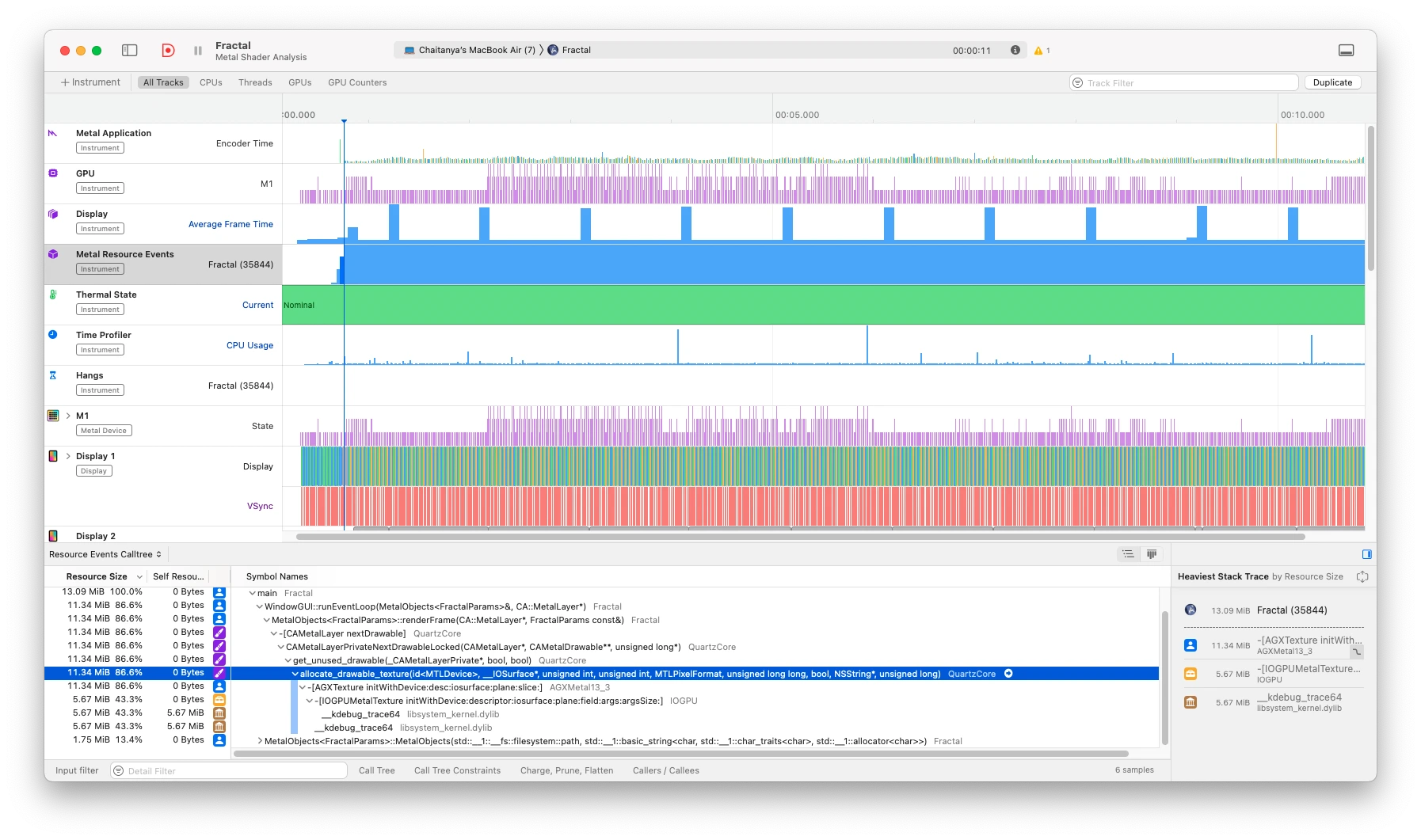 Analysis of Resource Events in Xcode Instruments